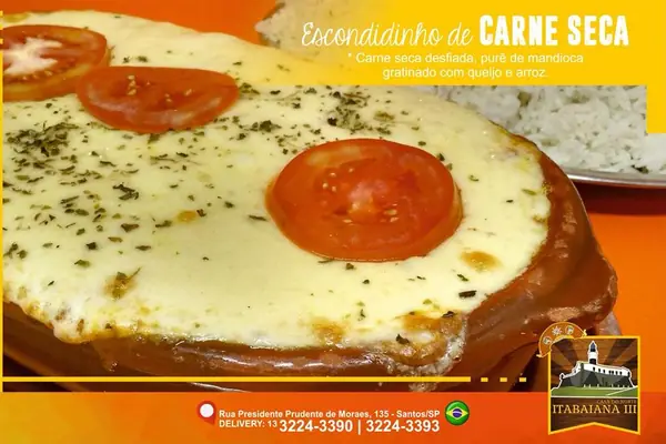 Escondidinho de Carne Seca – prato do Restaurante Itabaiana III em Santos